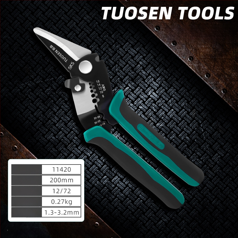 Tuosen клещи за премахване на изолацията на проводници — многофункционален инструмент за премахване на изолацията, кримпване, захващане и отваряне на кабели