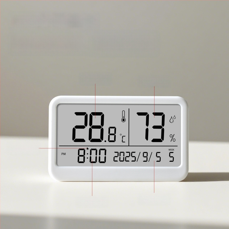 Вътрешен цифров измервател на температура и влажност — ултра тънък мини термометър с магнитен будилник (1,5V батерия)