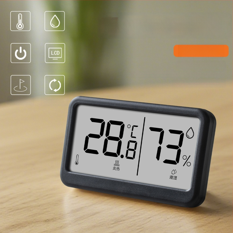 Вътрешен цифров измервател на температура и влажност — ултра тънък мини термометър с магнитен будилник (1,5V батерия)