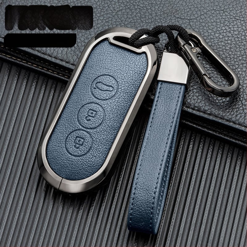 Калъф за автомобилен ключ Qijie M7/M5 EV – корпус от цинкова сплав и PU, пълно покритие, двустранен кожен дизайн, бизнес стил (2022)