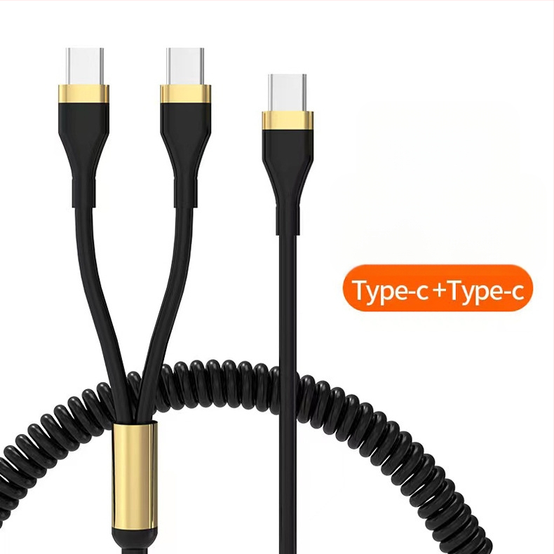 WAITU αυτοκινητικό καλώδιο δεδομένων 3-σε-1 με Lightning, Micro USB και Type-C, τηλεσκοπικός σχεδιασμός, διπλή έξοδος, κατασκευασμένο από TPE