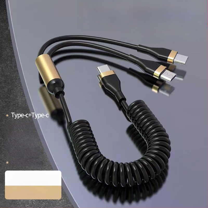 WAITU αυτοκινητικό καλώδιο δεδομένων 3-σε-1 με Lightning, Micro USB και Type-C, τηλεσκοπικός σχεδιασμός, διπλή έξοδος, κατασκευασμένο από TPE