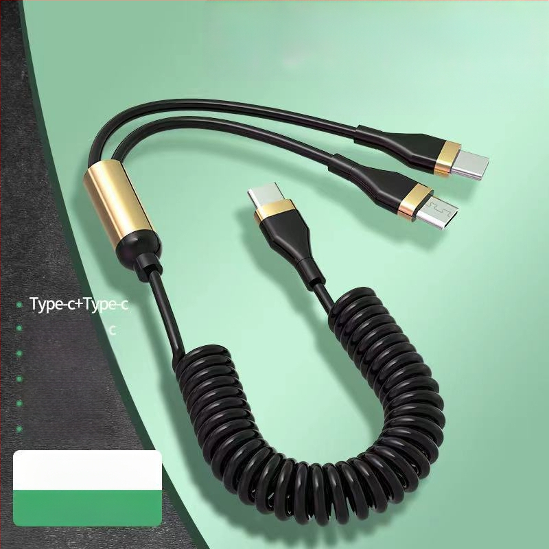 WAITU αυτοκινητικό καλώδιο δεδομένων 3-σε-1 με Lightning, Micro USB και Type-C, τηλεσκοπικός σχεδιασμός, διπλή έξοδος, κατασκευασμένο από TPE