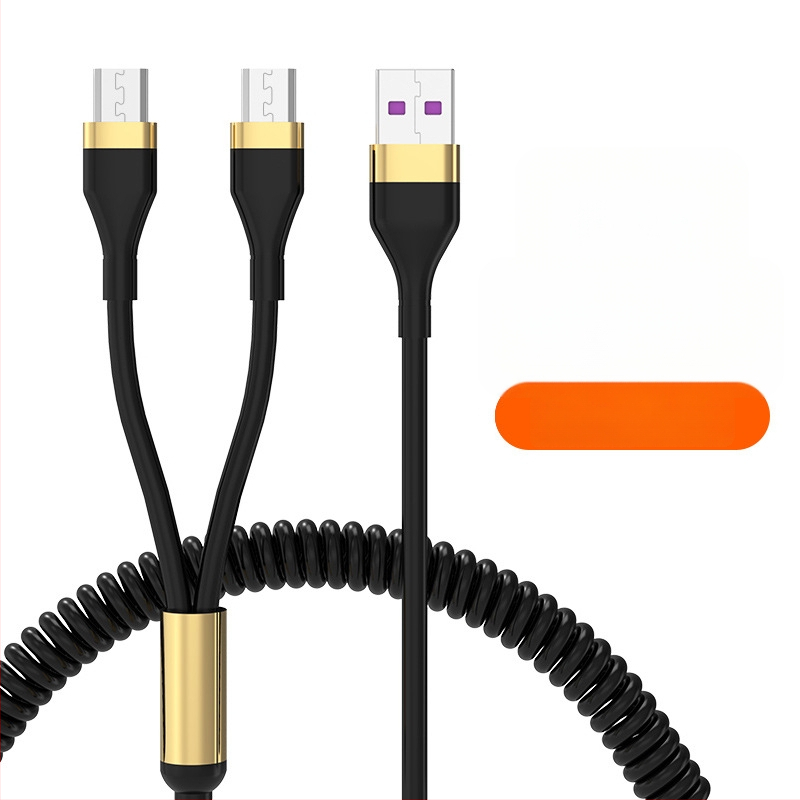 WAITU αυτοκινητικό καλώδιο δεδομένων 3-σε-1 με Lightning, Micro USB και Type-C, τηλεσκοπικός σχεδιασμός, διπλή έξοδος, κατασκευασμένο από TPE