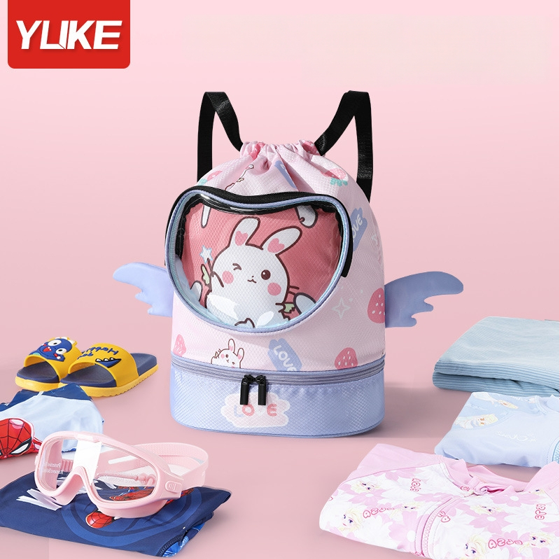 Rucsac pentru copii cu compartiment uscat/moc, impermeabil, model Cartoon, material poliester + EVA, unisex, pentru utilizare în aer liber