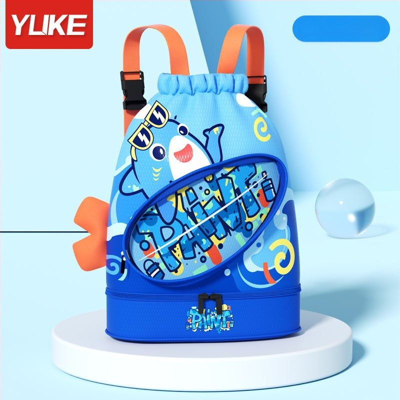 Rucsac pentru copii cu compartiment uscat/moc, impermeabil, model Cartoon, material poliester + EVA, unisex, pentru utilizare în aer liber