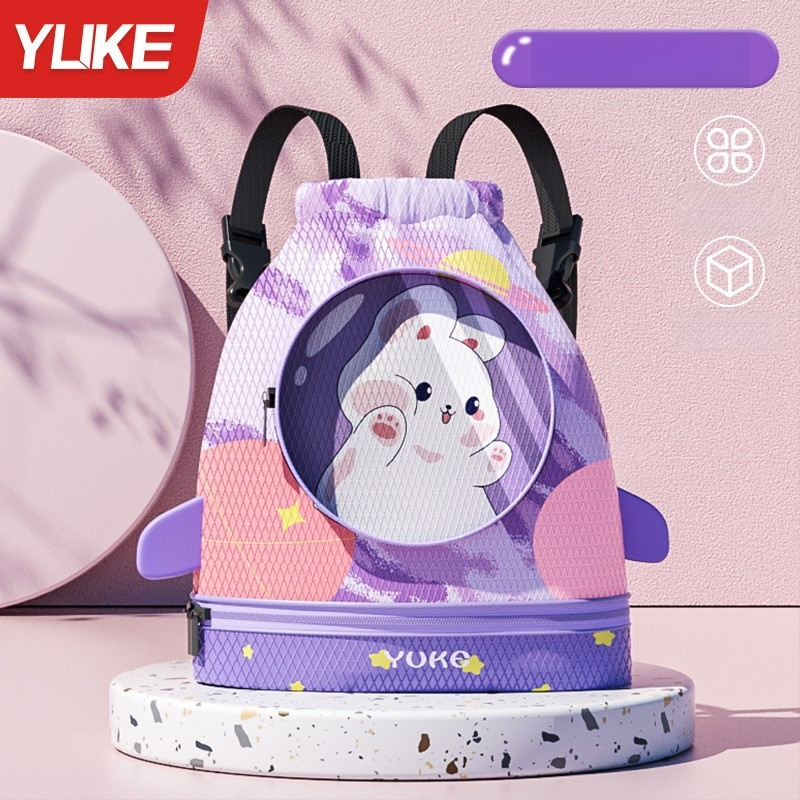 Rucsac pentru copii cu compartiment uscat/moc, impermeabil, model Cartoon, material poliester + EVA, unisex, pentru utilizare în aer liber