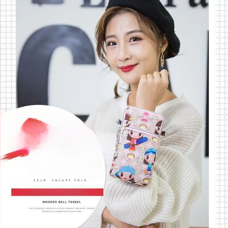 Чанта за мобилен телефон за жени, кръстосана мини чанта, Oxford плат, цип, вътрешен джоб с цип, вертикална квадратна форма, Baobaohui