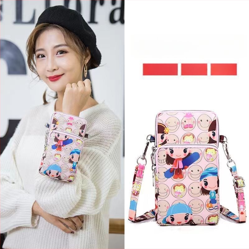 Чанта за мобилен телефон за жени, кръстосана мини чанта, Oxford плат, цип, вътрешен джоб с цип, вертикална квадратна форма, Baobaohui