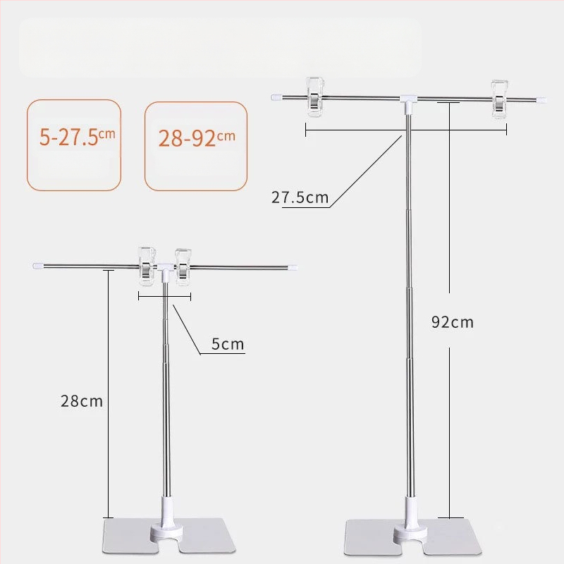 Настолен държач за плакати от неръждаема стомана с телескопично Л-образно рамо и клип за KT дъска за супермаркети