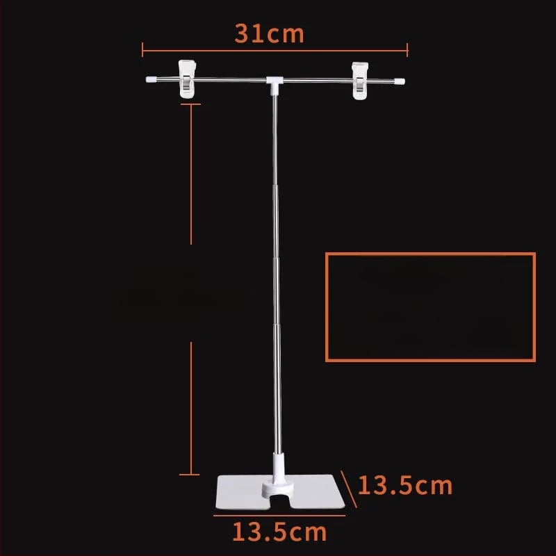Настолен държач за плакати от неръждаема стомана с телескопично Л-образно рамо и клип за KT дъска за супермаркети