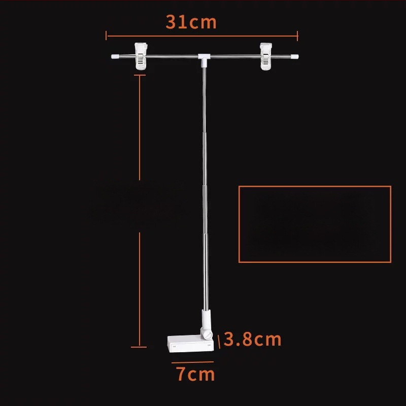 Настолен държач за плакати от неръждаема стомана с телескопично Л-образно рамо и клип за KT дъска за супермаркети