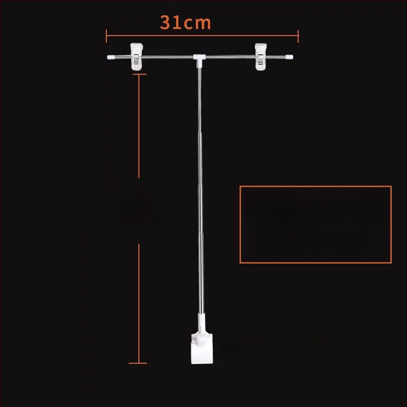 Настолен държач за плакати от неръждаема стомана с телескопично Л-образно рамо и клип за KT дъска за супермаркети