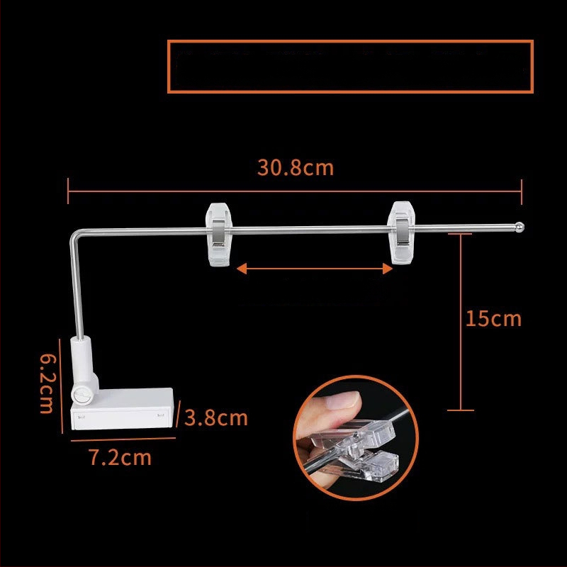 Настолен държач за плакати от неръждаема стомана с телескопично Л-образно рамо и клип за KT дъска за супермаркети