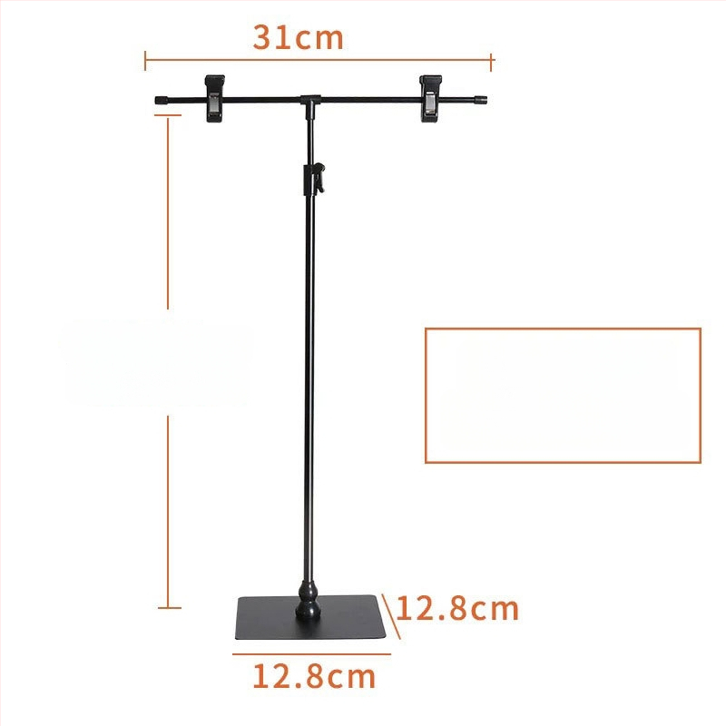 Настолен държач за плакати от неръждаема стомана с телескопично Л-образно рамо и клип за KT дъска за супермаркети