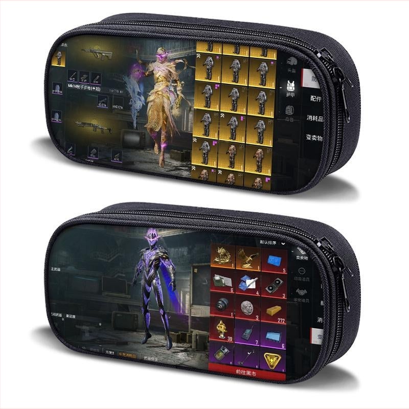 Несесер за моливи – PUBG Peace Elite тема, платнен, ръчно рисуван стил, за момчета и ученици