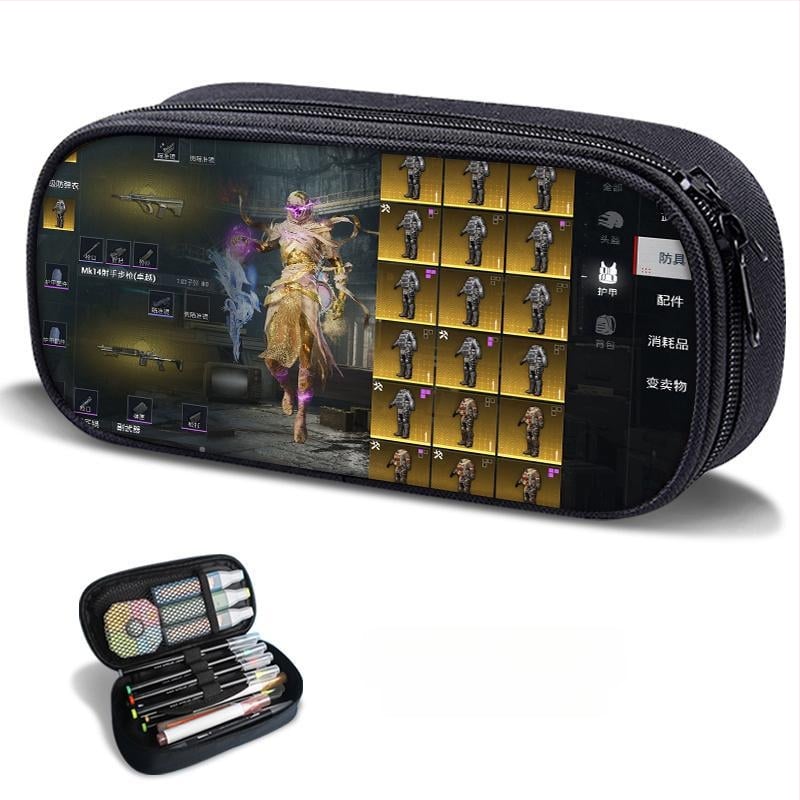 Несесер за моливи – PUBG Peace Elite тема, платнен, ръчно рисуван стил, за момчета и ученици