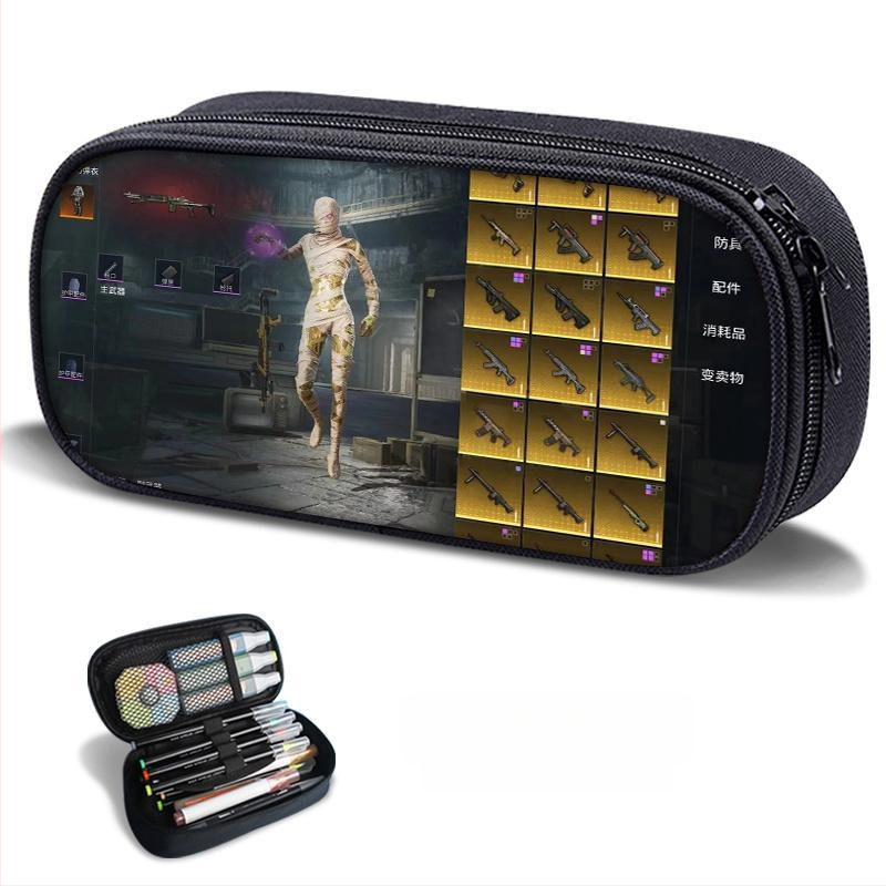 Несесер за моливи – PUBG Peace Elite тема, платнен, ръчно рисуван стил, за момчета и ученици