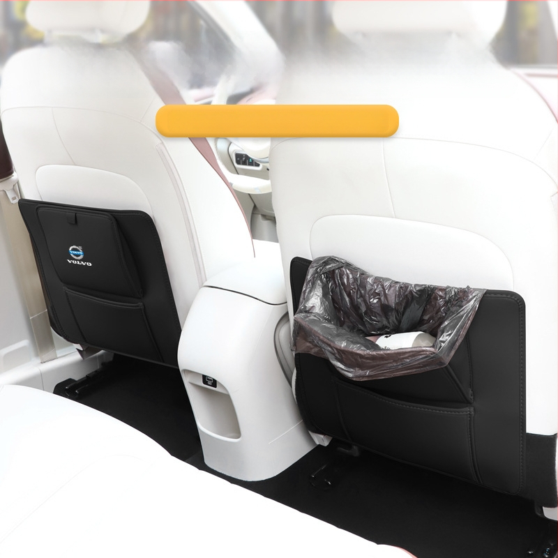Fangmeng Торба за боклук за задната облегалка на седалката с подложка срещу ритници – съвместимо с Volvo XC60, S90, XC90, S60, XC40, V90