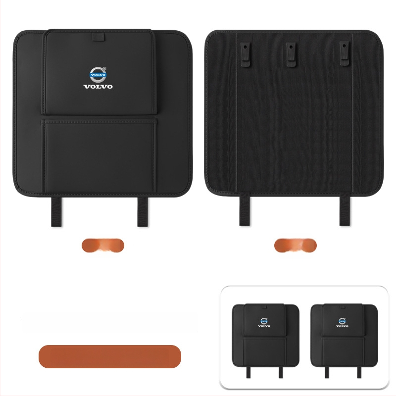 Fangmeng Торба за боклук за задната облегалка на седалката с подложка срещу ритници – съвместимо с Volvo XC60, S90, XC90, S60, XC40, V90