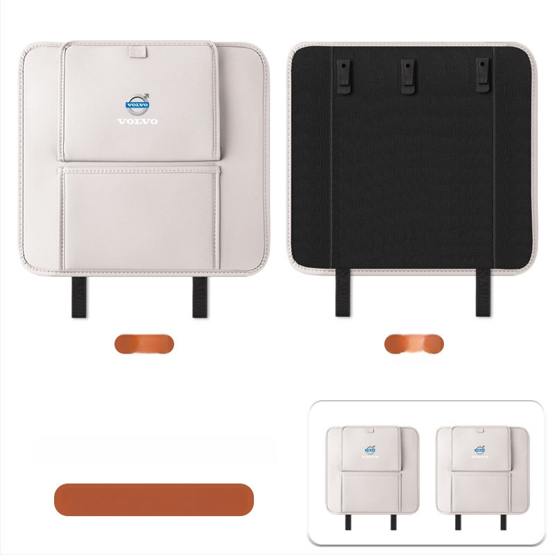 Fangmeng Торба за боклук за задната облегалка на седалката с подложка срещу ритници – съвместимо с Volvo XC60, S90, XC90, S60, XC40, V90