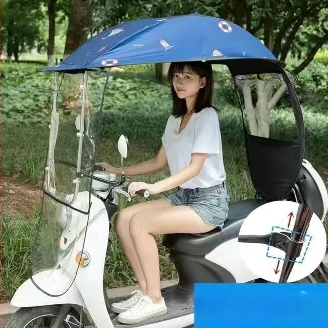 Elektrinio transporto priemonės skėtis su greitu ištraukimu, 7 formos dizainas, UV apsauga Pa+++