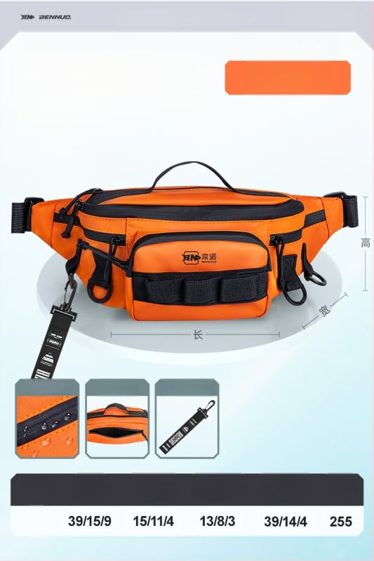 Benno чанта за примамки за риболов – водоустойчива, многофункционална талия чанта, мембранен материал, за зареждане на примамки, организация на линията, пръчка и макари