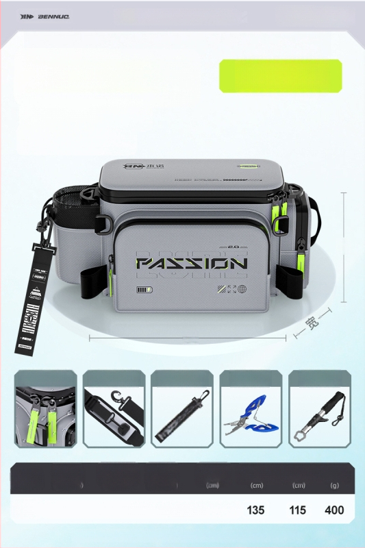 Benno чанта за примамки за риболов – водоустойчива, многофункционална талия чанта, мембранен материал, за зареждане на примамки, организация на линията, пръчка и макари