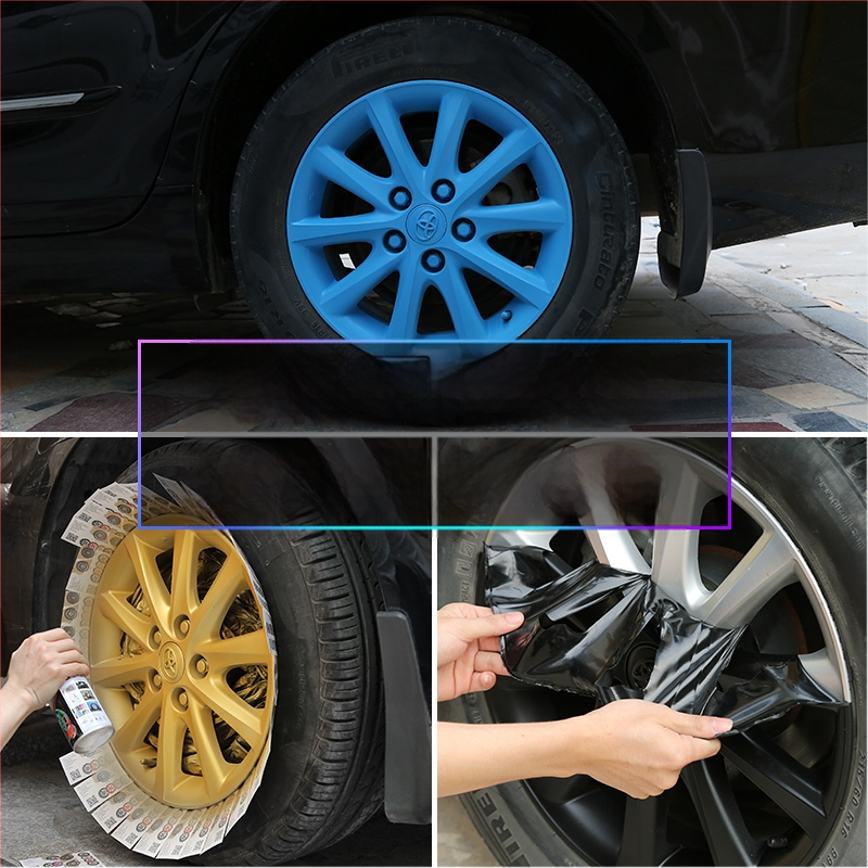 Automobilių ratų dažymo rinkinys su nuimamamu filmu, skirtas ratų spalvos keitimui, rankinis ir savarankiškas purškimas