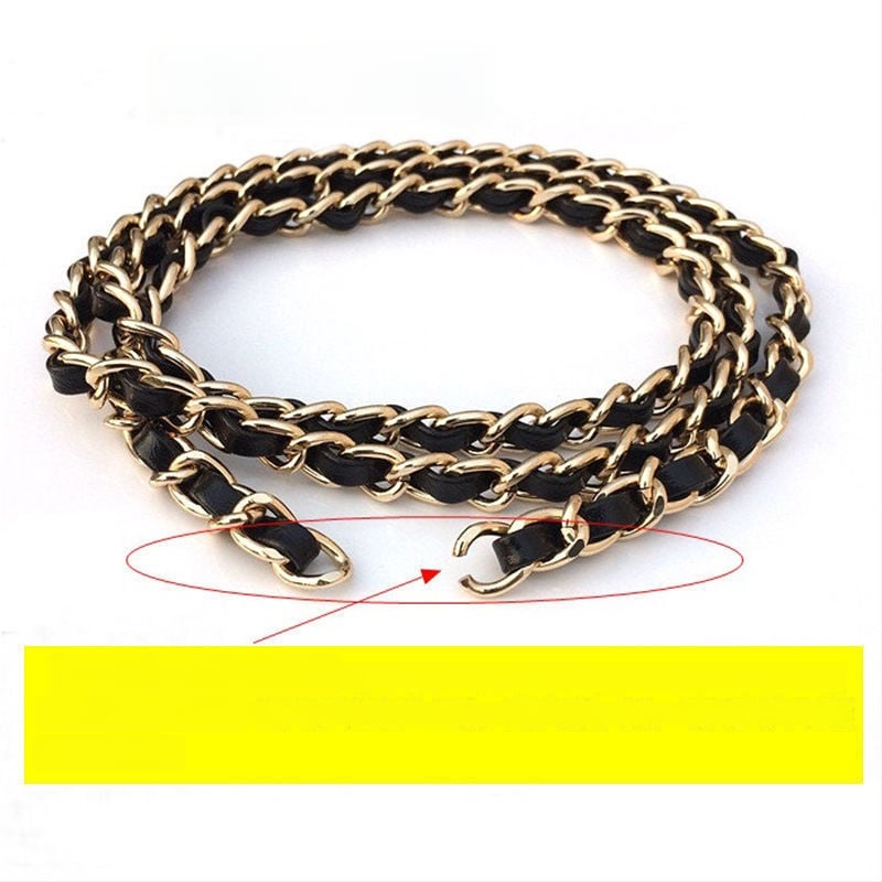 Ремък за чанта през рамо със метална верига, кожено портмоне и малък картодържател, аниме дизайн (Зима 2023)