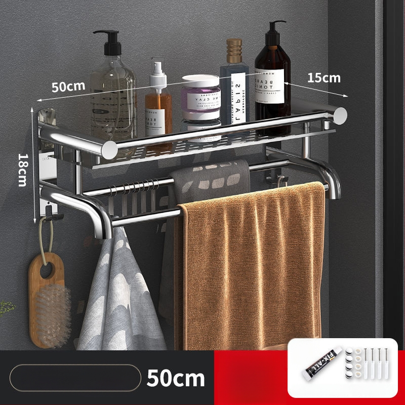 Ράγα πετσετών από ανοξείδωτο χάλυβα 304, χωρίς διάτρηση, 2 επίπεδα, μπάνιο, μέγιστο φορτίο 60 kg