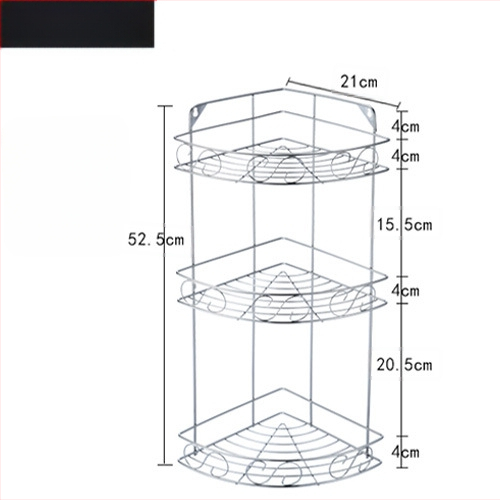 Ανοξείδωτο ράφι τοίχου αποθήκευσης - 2 επίπεδα, τριγωνικός σχεδιασμός, εγκατάσταση без τρύπες, για μπάνιο και κουζίνα