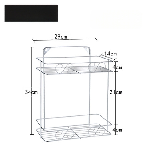 Ανοξείδωτο ράφι τοίχου αποθήκευσης - 2 επίπεδα, τριγωνικός σχεδιασμός, εγκατάσταση без τρύπες, για μπάνιο και κουζίνα