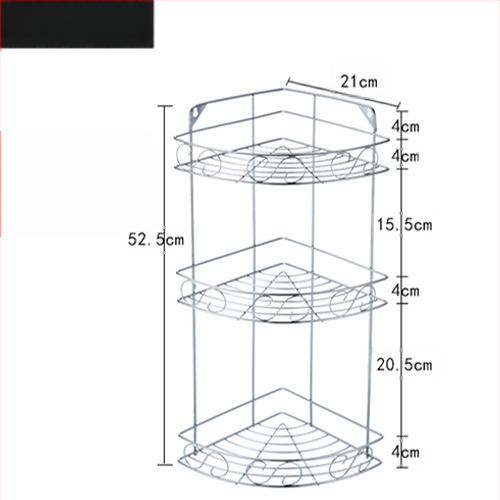 Ανοξείδωτο ράφι τοίχου αποθήκευσης - 2 επίπεδα, τριγωνικός σχεδιασμός, εγκατάσταση без τρύπες, για μπάνιο και κουζίνα