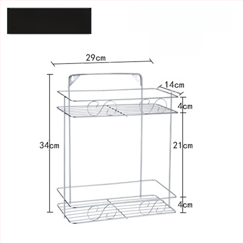 Ανοξείδωτο ράφι τοίχου αποθήκευσης - 2 επίπεδα, τριγωνικός σχεδιασμός, εγκατάσταση без τρύπες, για μπάνιο και κουζίνα