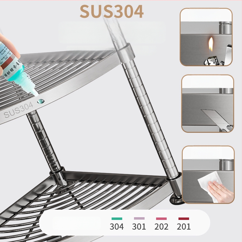 Raft de baie din oțel inoxidabil 304, montat în colț, pe podea, cu 5+ etaje, suprafață cu strat plastic, certificare CE