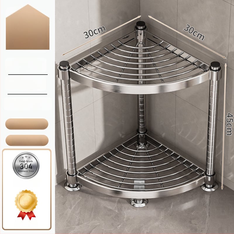 Raft de baie din oțel inoxidabil 304, montat în colț, pe podea, cu 5+ etaje, suprafață cu strat plastic, certificare CE