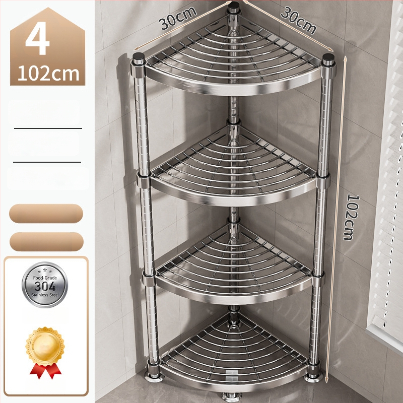 Raft de baie din oțel inoxidabil 304, montat în colț, pe podea, cu 5+ etaje, suprafață cu strat plastic, certificare CE