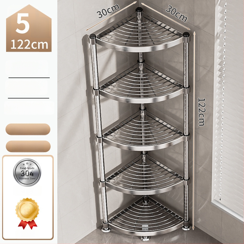 Raft de baie din oțel inoxidabil 304, montat în colț, pe podea, cu 5+ etaje, suprafață cu strat plastic, certificare CE