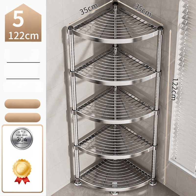 Raft de baie din oțel inoxidabil 304, montat în colț, pe podea, cu 5+ etaje, suprafață cu strat plastic, certificare CE