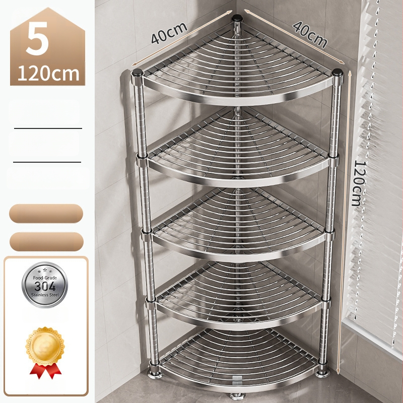 Raft de baie din oțel inoxidabil 304, montat în colț, pe podea, cu 5+ etaje, suprafață cu strat plastic, certificare CE