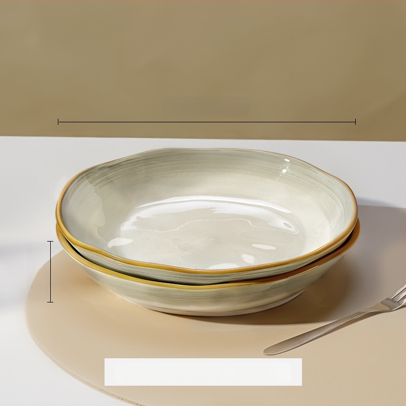 Πλατύ πιάτο πορσελάνης, τετράγωνο σχήμα, υπό γλάσο φινίρισμα, μονοχρωματικό μοτίβο, κατάλληλο για φούρνο μικροκυμάτων