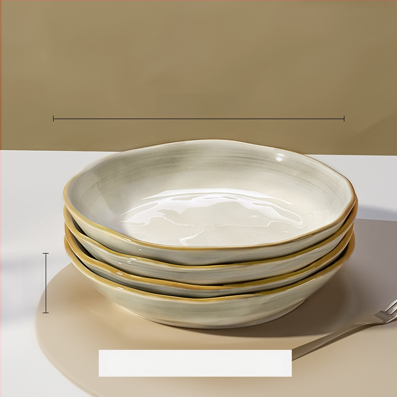 Πλατύ πιάτο πορσελάνης, τετράγωνο σχήμα, υπό γλάσο φινίρισμα, μονοχρωματικό μοτίβο, κατάλληλο για φούρνο μικροκυμάτων