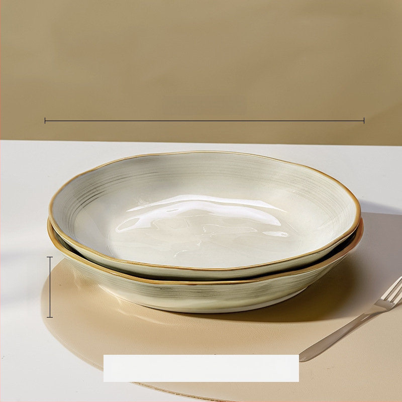 Πλατύ πιάτο πορσελάνης, τετράγωνο σχήμα, υπό γλάσο φινίρισμα, μονοχρωματικό μοτίβο, κατάλληλο για φούρνο μικροκυμάτων