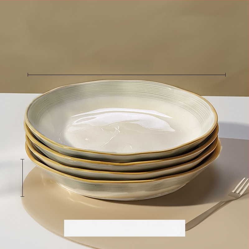 Πλατύ πιάτο πορσελάνης, τετράγωνο σχήμα, υπό γλάσο φινίρισμα, μονοχρωματικό μοτίβο, κατάλληλο για φούρνο μικροκυμάτων