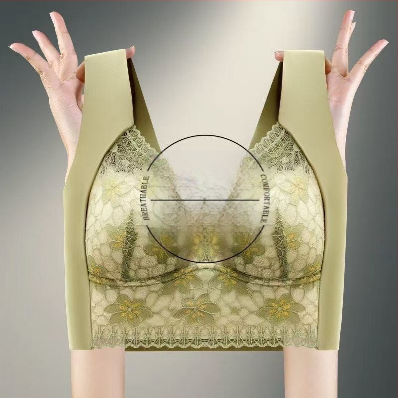 Безшевен дантелен жилет-бюстгальтер, Push-Up, Ice Silk, дишащ