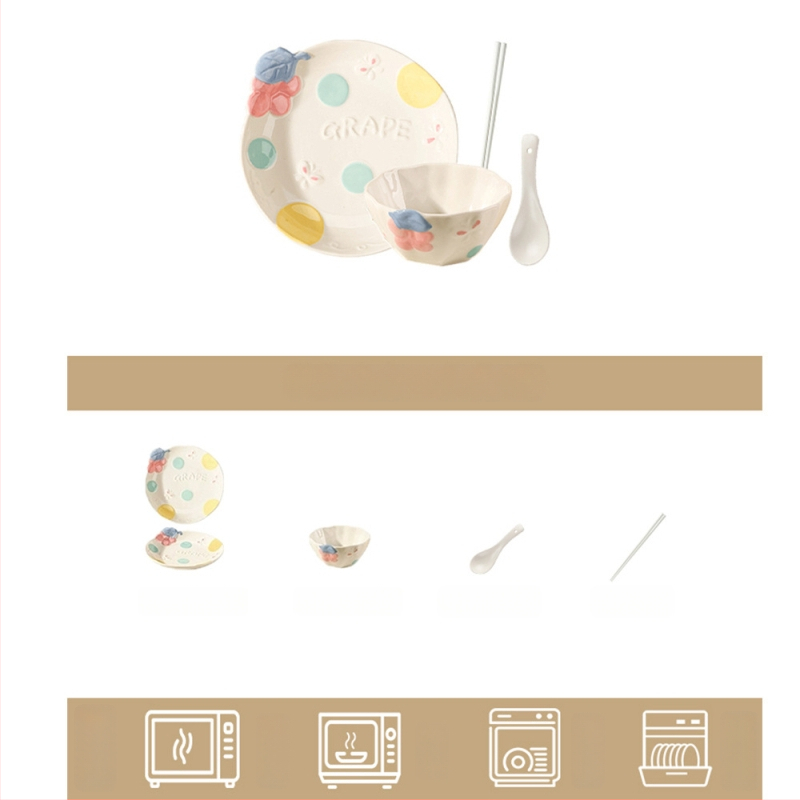 Kerámia étkészlet Magnesium Union – kézzel festett karikatúra dizájn, kerek alak, mikrohullámú sütőben is használható