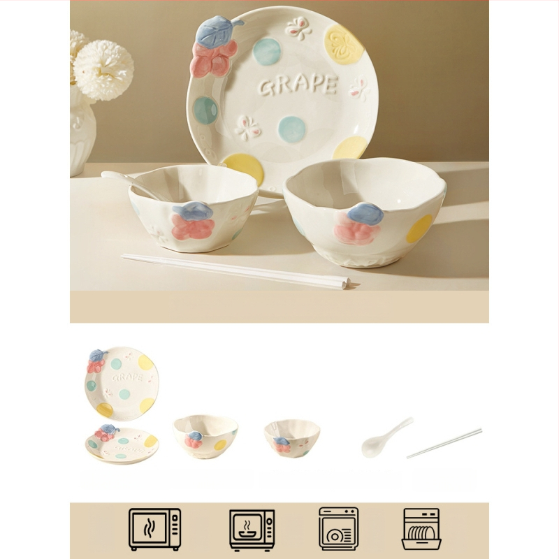 Kerámia étkészlet Magnesium Union – kézzel festett karikatúra dizájn, kerek alak, mikrohullámú sütőben is használható