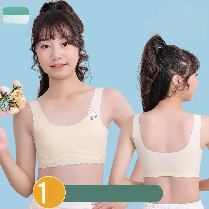 Без презрамки потник-сутиен за деца на 7–12 години, найлон Ice Silk, пълна чашка с тънки оформени чашки, гладък гръб за комфорт