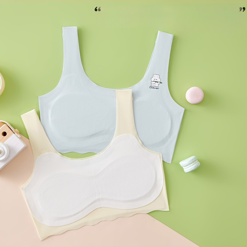 Без презрамки потник-сутиен за деца на 7–12 години, найлон Ice Silk, пълна чашка с тънки оформени чашки, гладък гръб за комфорт